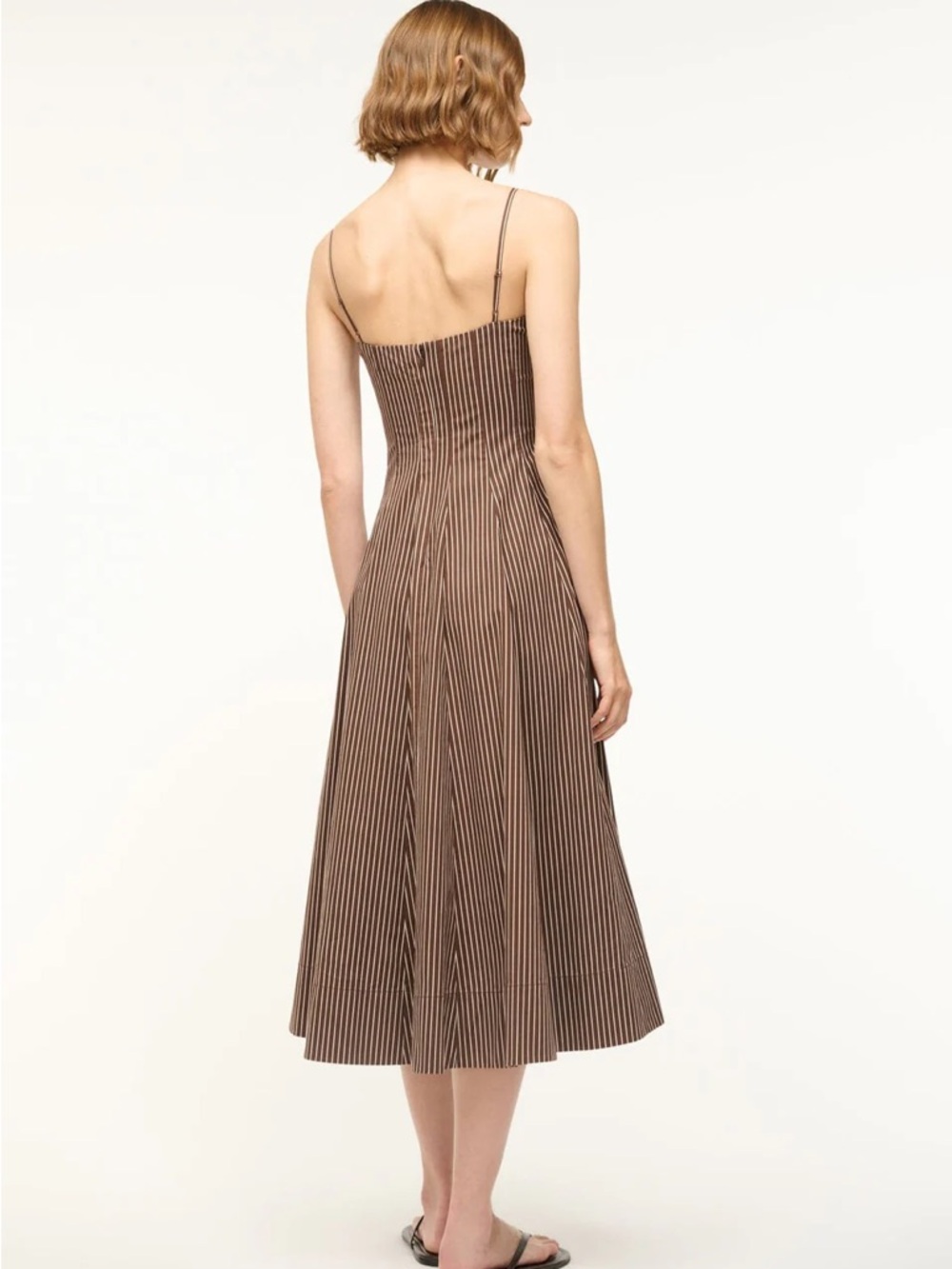 STAUD WYLIE DRESS DARK OAK MICRO STRIPE - Picture 3 of 3